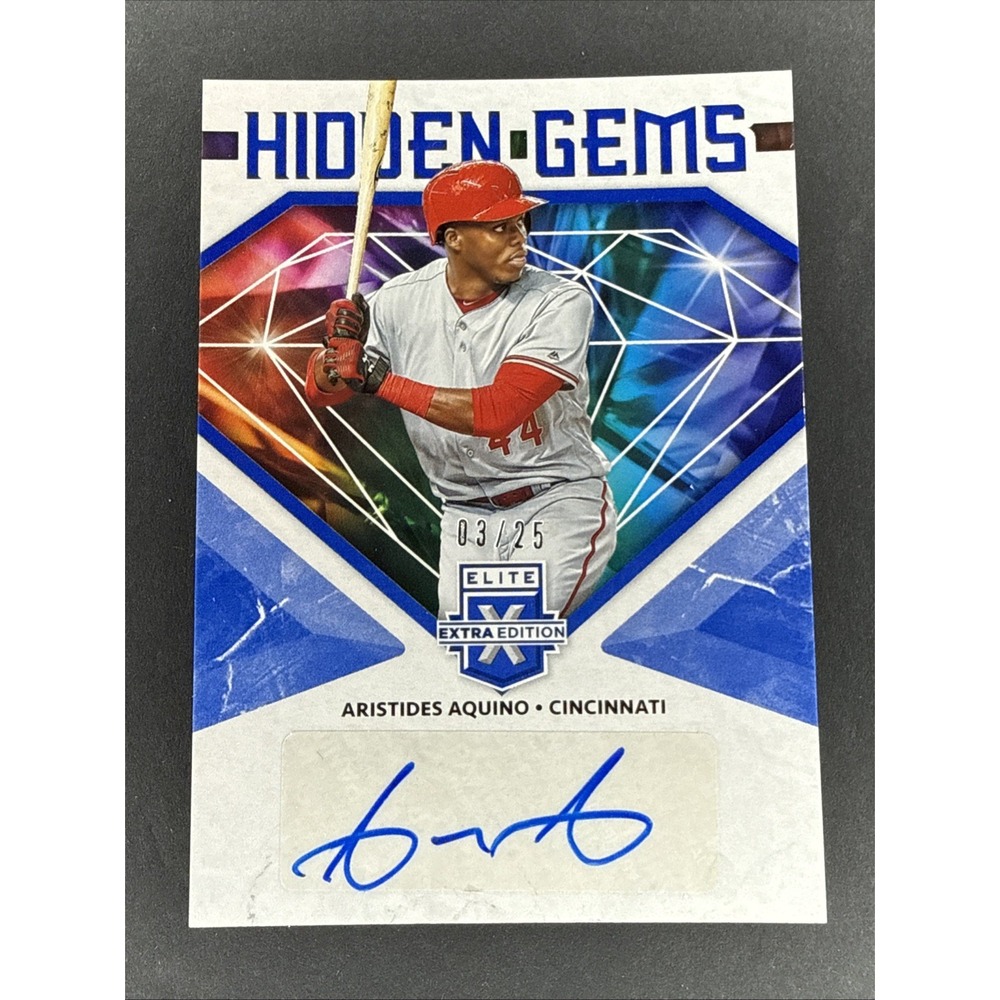 2019 Panini Elite Extra Edition Hidden Gems Blue /25  Aristides Aquino Auto